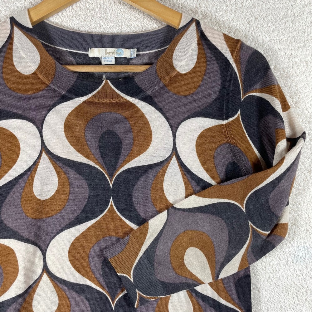 boden 100% wool jumper sweater womens 4 retro geometric ogee midmod psychedelic